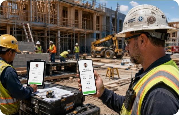 Construction crews using MyTimeBooth